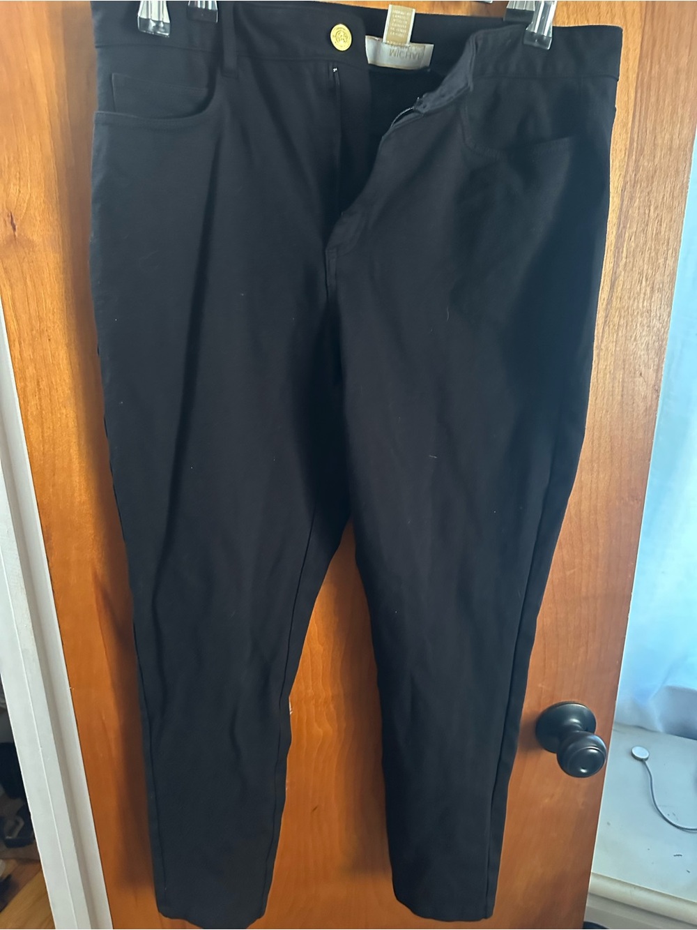 Michael Kors Black Pants with Gold Logo Button